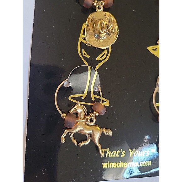 Western Themed Wine Glass Charms 14K Filled over Sterling Silver Loops Set Of 4 - Picture 5 of 8